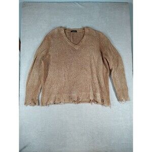 Avant Toi V-Neck Sweater Brown Destroyed Knit Oversized Soft Cozy